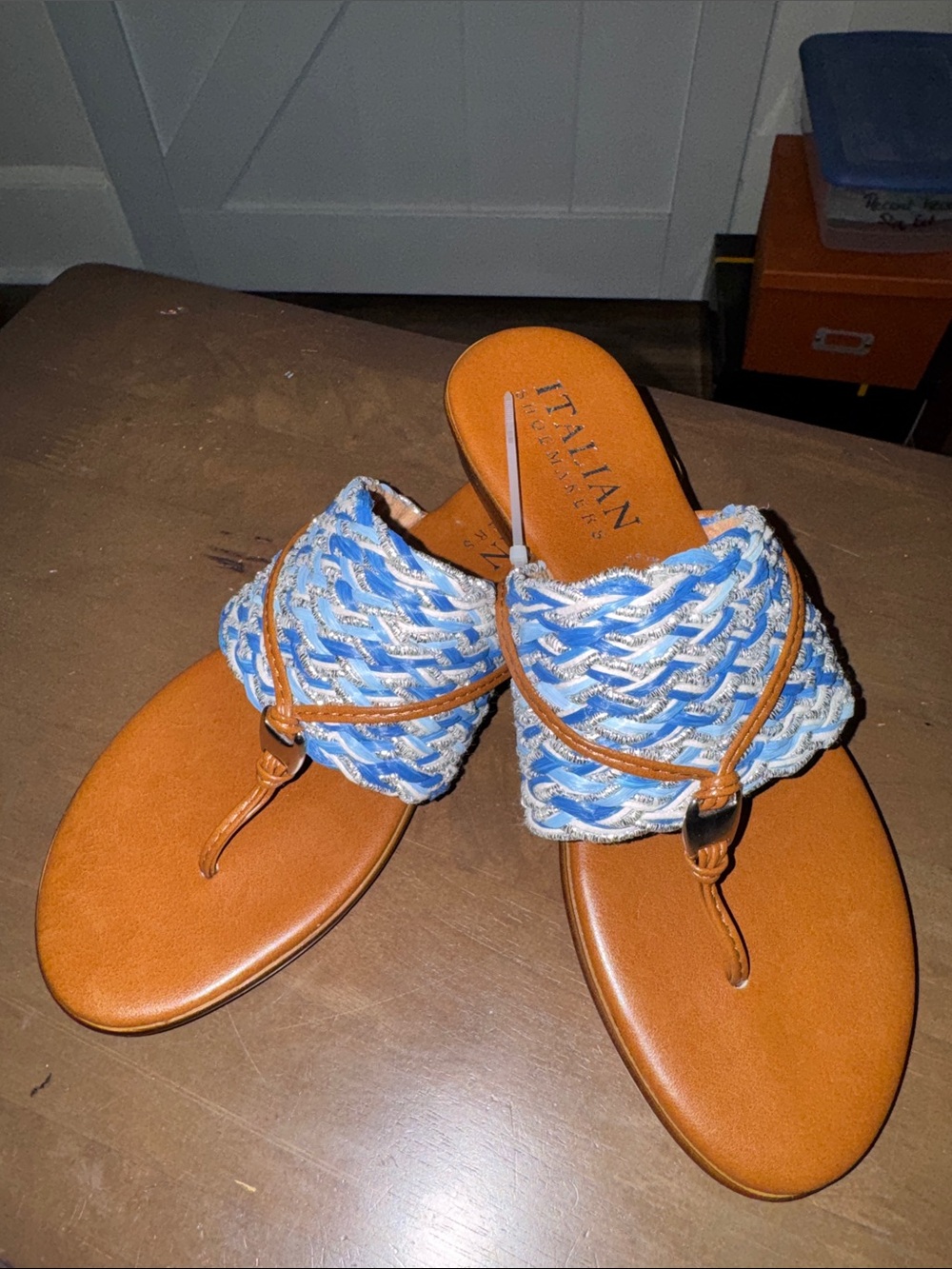 Italian Shoemakers Blue Braided Slide Sandals